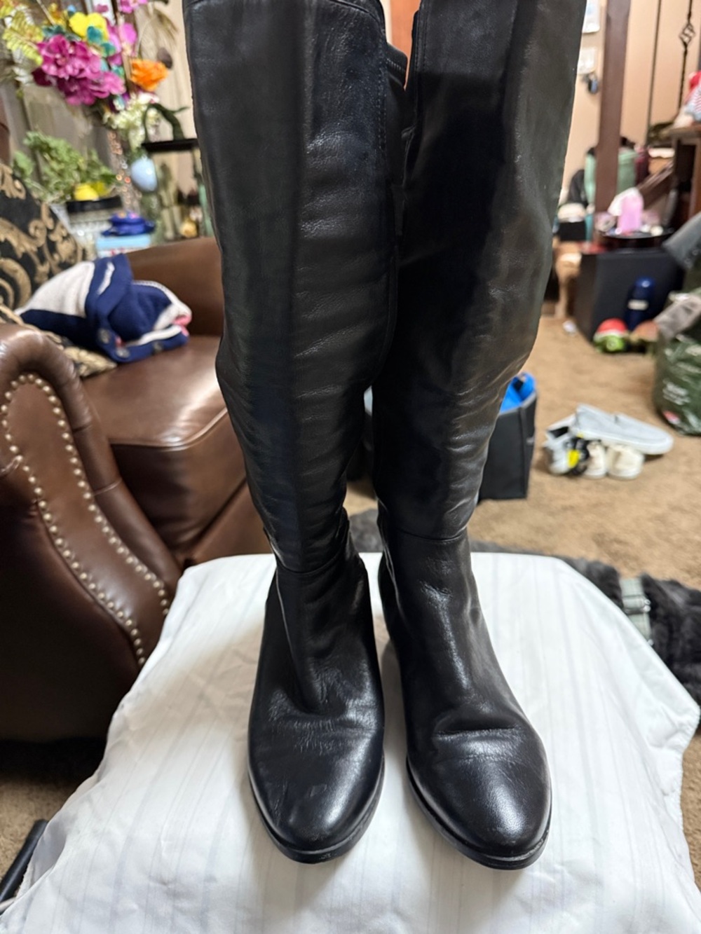 Clarks Black Tall Leather Riding Boots